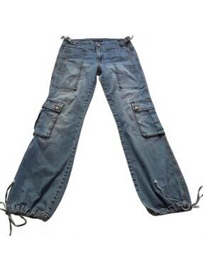 Vintage 1990s Vigoss Cargo Denim Pants Medium Wash Blue Size Waist 32